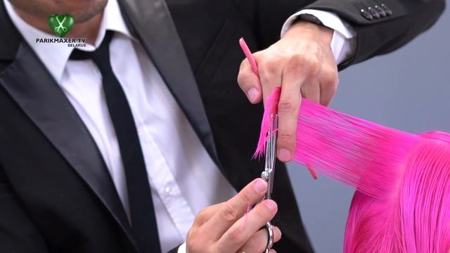 Прямой розовый + голубая челка. Градуировка. HAIRDESIGN. Парикмахер тв Беларусь смотреть онлайн