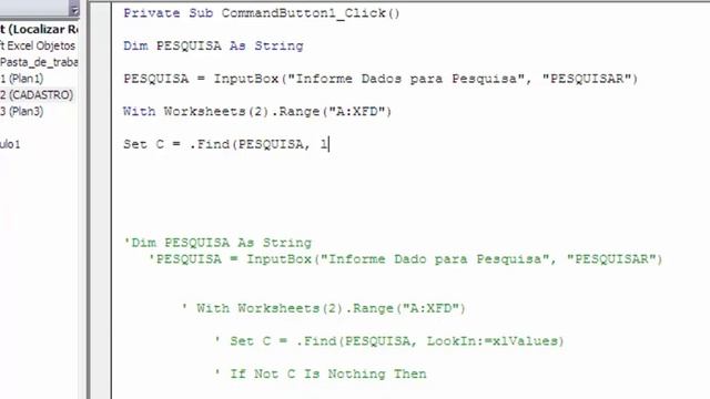 Como Pesquisar Localizar Registro com VBA em Planilha Excel смотреть онлайн