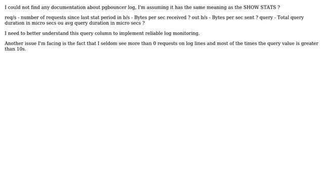 Meaning of query in pgbouncer.log смотреть онлайн