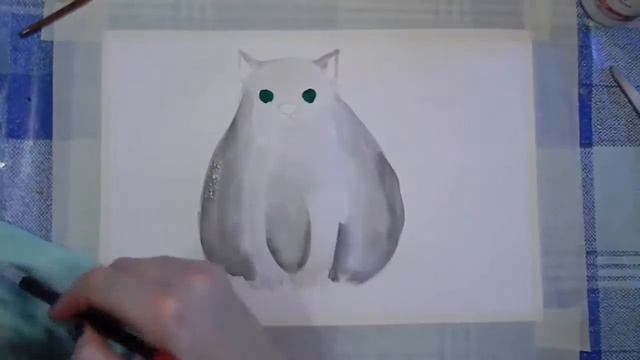 Урок рисуем Кошку акварелью смотреть онлайн