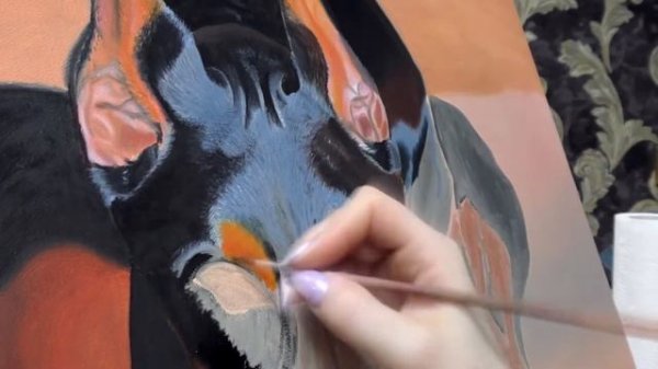 Oil painting. How to draw a dog. Doberman. \ Живопись маслом. Как нарисовать собаку. Доберман.