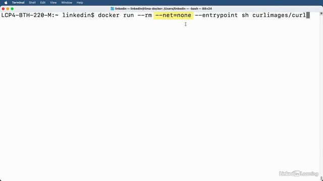 7.5_Disabling networking with the none driver - Docker Essential Training смотреть онлайн