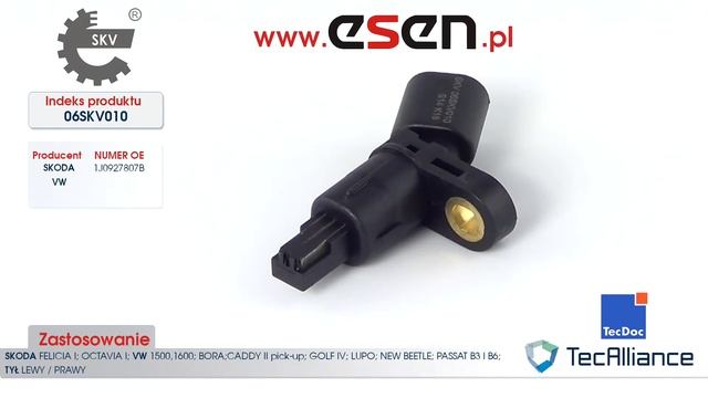 Czujnik ABS VW PASSAT; SKODA OCTAVIA; VW CADDY, GOLF, LUPO, BORA TYŁ LEWY/PRAWY OE 1J0927807B смотреть онлайн