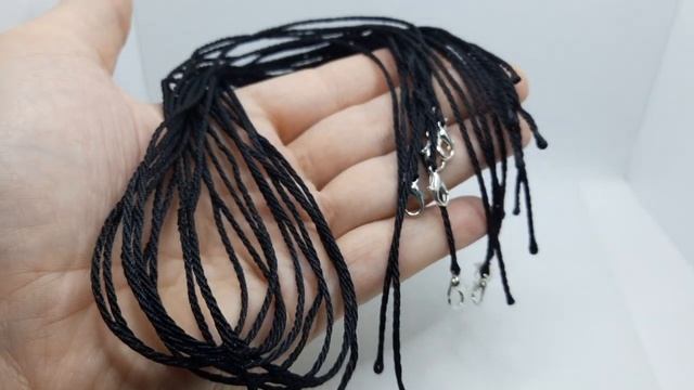 Черный шёлковый гайтан с замком карабин. Шнурок для крестика 10шт. смотреть онлайн