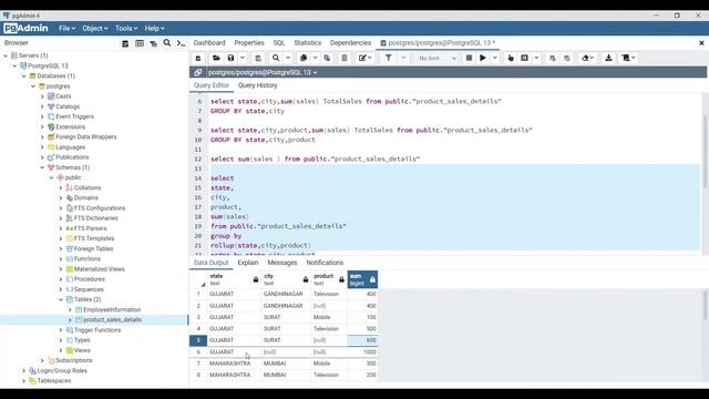 How to use ROLLUP in PostgreSQL | pgAdmin 4 смотреть онлайн