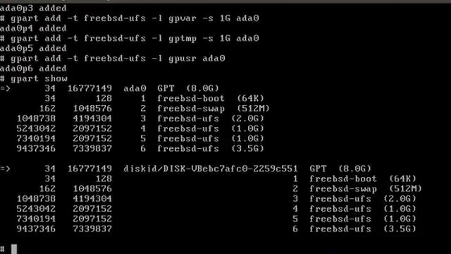 Ручная разметка диска FreeBSD смотреть онлайн