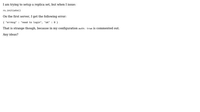 DevOps & SysAdmins: MongoDB Replica Set, initiate() need to login error смотреть онлайн