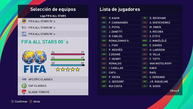 Parche pes 2021 ps4 Equipos All Stars FIFA CLASSICS décadas/confederaciones смотреть онлайн