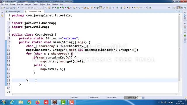 how to count the occurence of a each character in a given string by hashmap || java|| javaeplanet смотреть онлайн