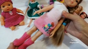 Навязала для дочкиных кукол! Вязаная одежда для кукол крючком и спицами