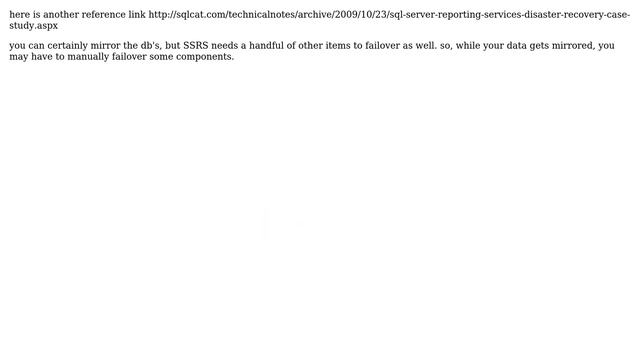 DevOps & SysAdmins: Is it possible to mirror the SQL Reporting Services databases? (4 Solutions!!) смотреть онлайн