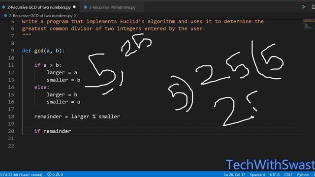 GCD Python Recursion | Problem 2 - Recursive GCD | Master Recursion with Problems смотреть онлайн