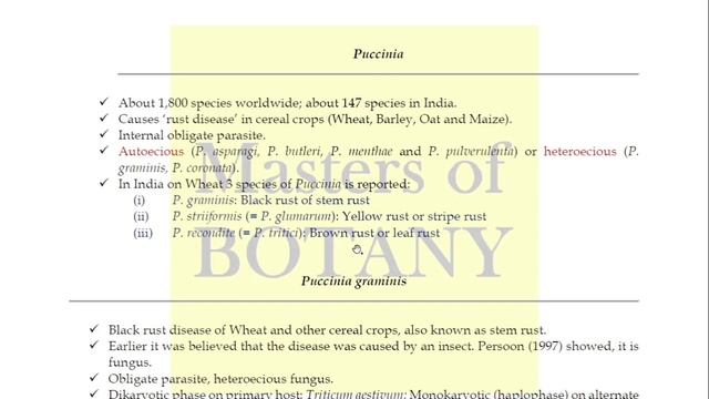 Lecture 22: Part-1 | Puccinia Life Cycle (Rust Fungi) | Fungi (Mycology) Lecture + Notes смотреть онлайн