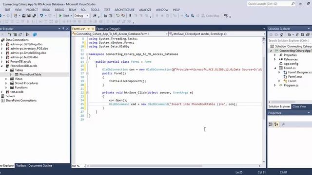 Create Ms Access DB,Connect C# App, Insert Data Windows Application смотреть онлайн