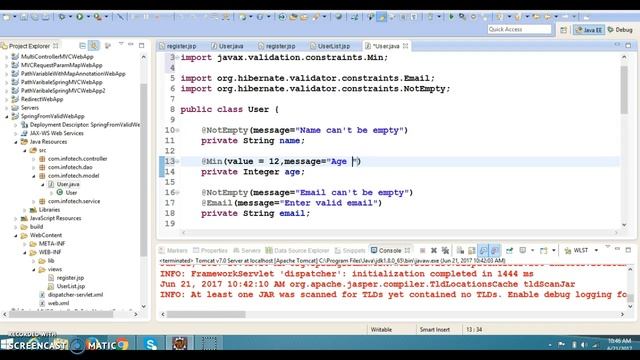 21.Spring MVC form bean validation смотреть онлайн
