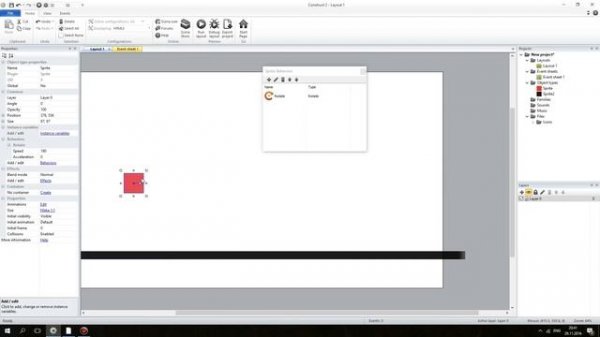 Construct 2 | Создание обьектов и простых поведений.