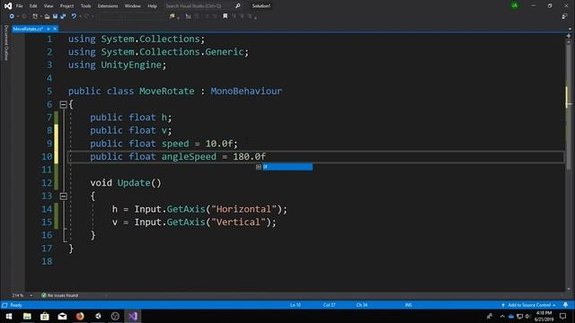 Csharp (C#) Basics For Unity - Transform Translate And Rotate