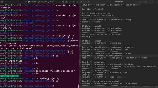 Install Django with Python Virtual Environment Complete Steps in Ubuntu Terminal смотреть онлайн
