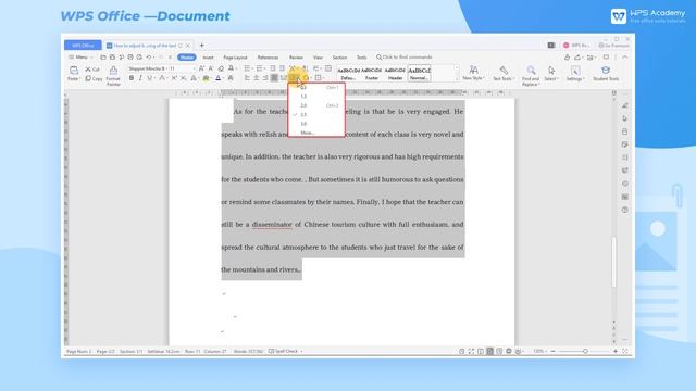[WPS Academy] 1.1.1 Word: How to adjust line spacing of the text смотреть онлайн