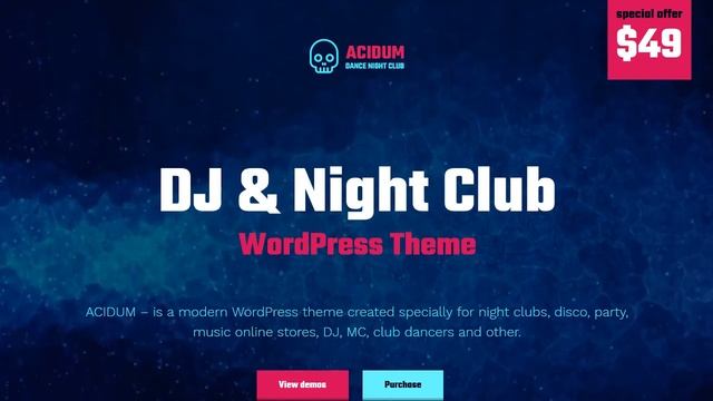 Acidum - Night Club, DJ and Dance and Disco Music Party WordPress Theme смотреть онлайн