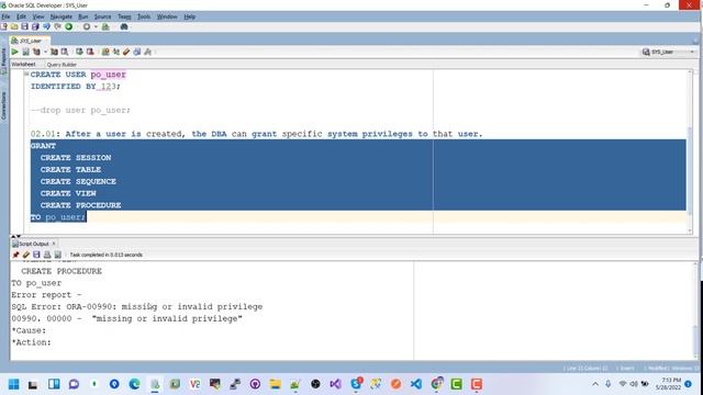 Oracle - System Privilege to create New User and Granting system privileges to a User смотреть онлайн