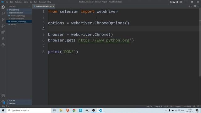 Headless Browser in Selenium Python смотреть онлайн