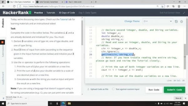 Day 1: Data Types - 30 Days of Code HackerRank Solutions