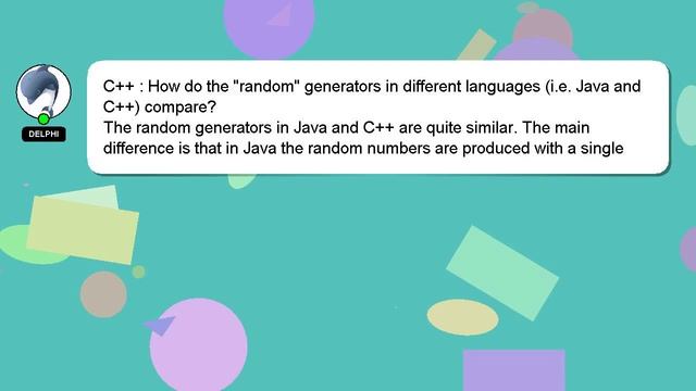 C++ : How do the "random" generators in different languages (i.e. Java and C++) compare? смотреть онлайн