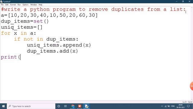 write a python program to remove duplicates from a list смотреть онлайн