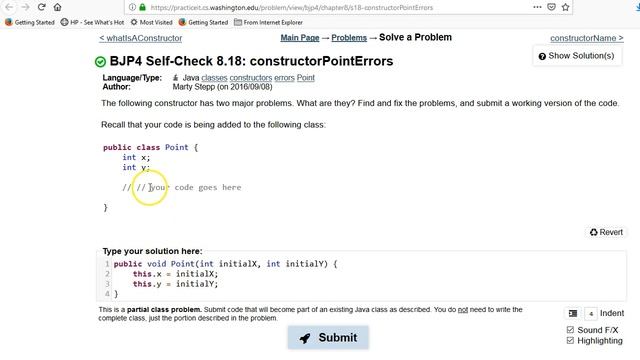 Building Java Programs Self-Check 8.18 constructorPointErrors смотреть онлайн