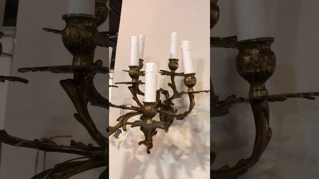 Пара бронзовых старинных настенных ламп смотреть онлайн