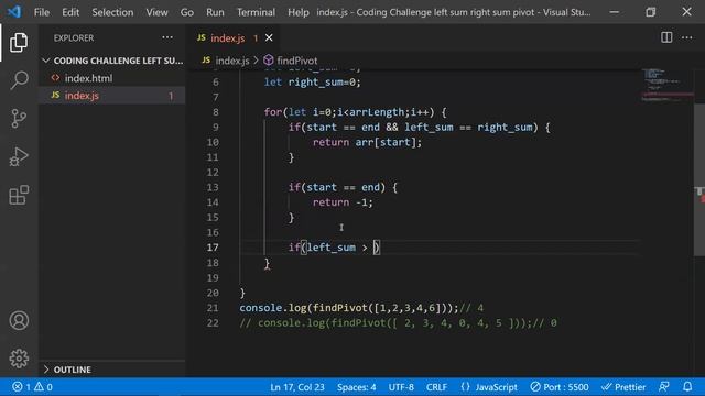 Coding Challenge #9: Find the Pivot element of the Array. смотреть онлайн