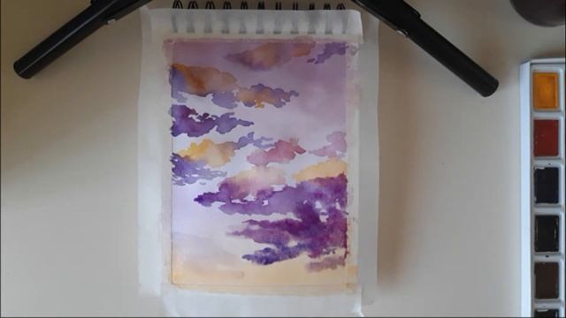 РИСУЕМ НЕБО / ОБЛАКА / АКВАРЕЛЬ - БЫСТРО И ПРОСТО смотреть онлайн