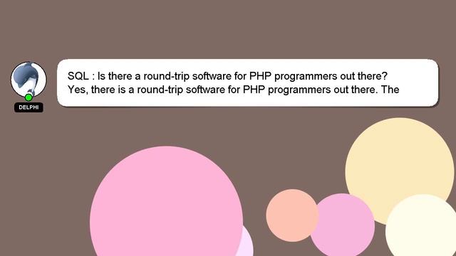 SQL : Is there a round-trip software for PHP programmers out there? смотреть онлайн