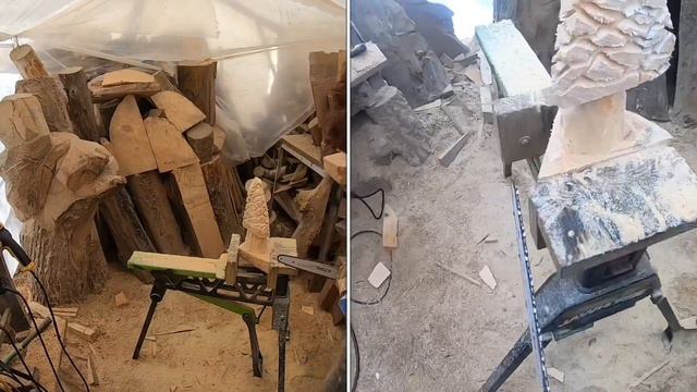 Wednesday's with Bob. Chainsaw carving a happy little tree. смотреть онлайн