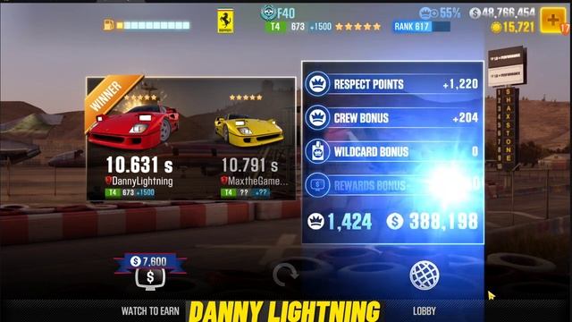 CSR2 Danny Lightning VS Maxthegamer, Live Racing Challenge, 200k Bets, winner takes all смотреть онлайн