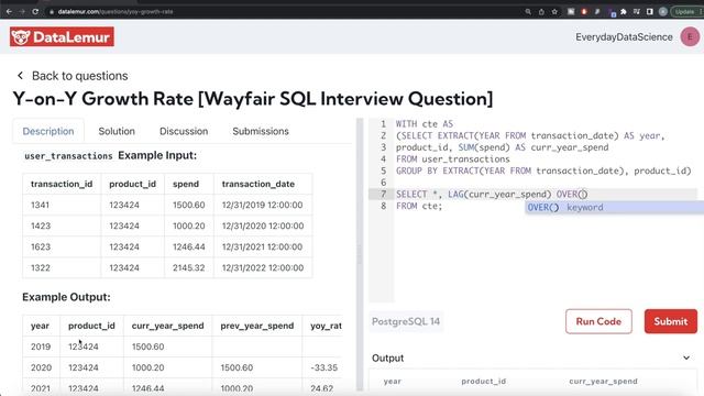 WAYFAIR Interview Question Solved - SQL | "Y-on-Y Growth Rate" | Everyday Data Science смотреть онлайн