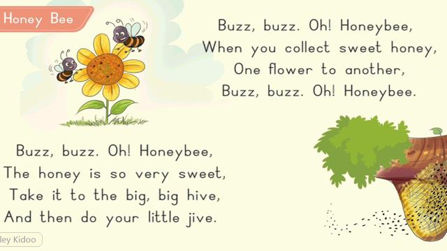 Buzz Buzz Honey Bee Rhyme | Children Rhymes | Learning Rhymes | Little Smiley Kidoo смотреть онлайн