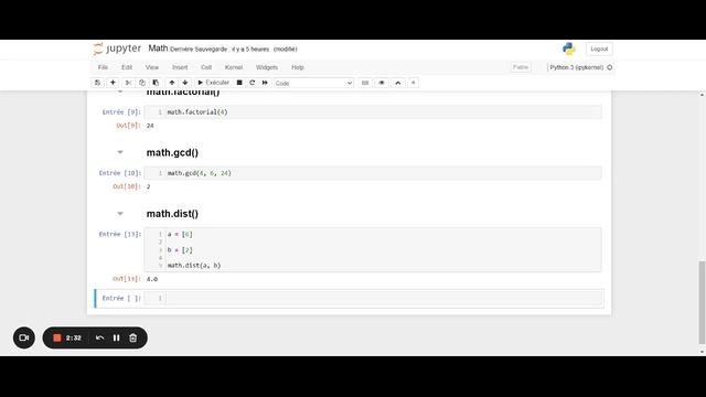 Module natif 'math' sous Python : 7/7 - méthode '.dist()' смотреть онлайн