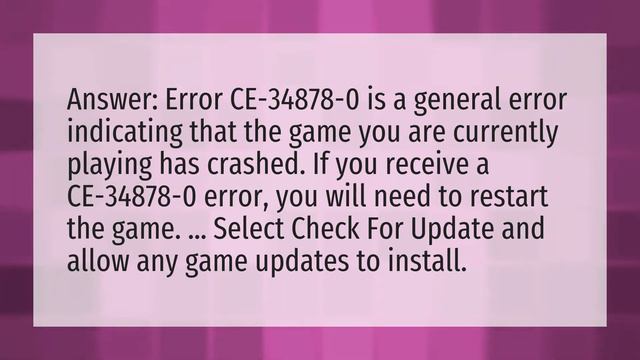 What does Error Code CE 34878 0 mean on ps4? смотреть онлайн