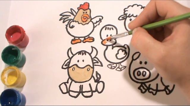 Как нарисовать ДОМАШНИХ ЖИВОТНЫХ/Мультик раскраска ДОМАШНИЕ ЖИВОТНЫЕ для детей/Учим цвета/МирИгруше смотреть онлайн