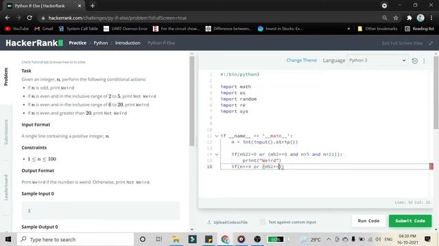 Python If-Else Hacker rank solution смотреть онлайн