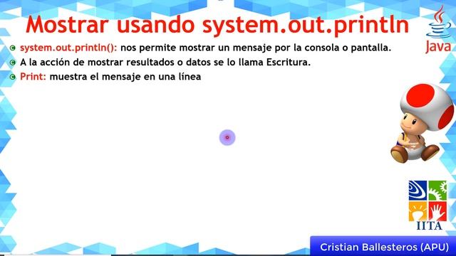 operador de concatenacion y escritura con de System.out.println en JAVA IITA смотреть онлайн