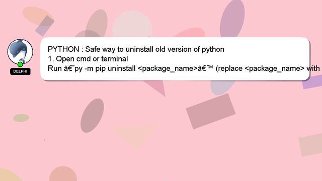 PYTHON : Safe way to uninstall old version of python смотреть онлайн