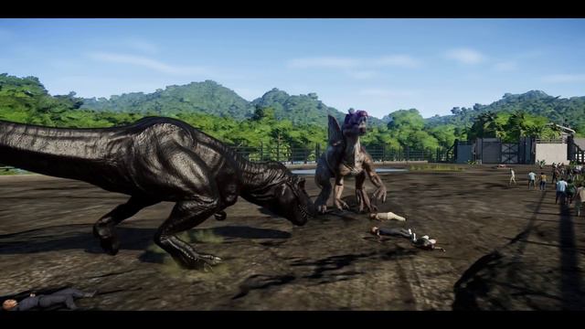 Black MONSTER! T-Rex Vs Spinosaurus Vs I-Rex, V-Rex, Giganotosaurus - Dinosaurs Fighting in JWE PAR смотреть онлайн