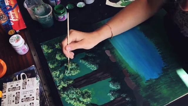 Acrylic painting - fairy forest смотреть онлайн