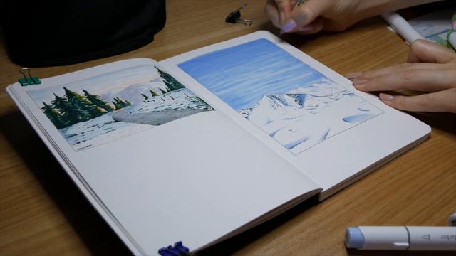 'painting' landscapes with alcohol markers ✨ Ohuhu markers смотреть онлайн
