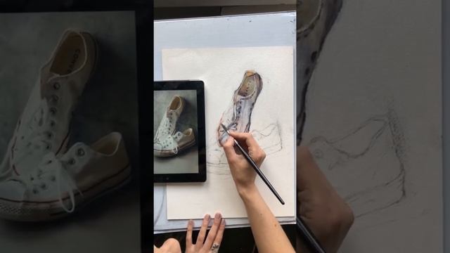 Мастер-класс по акварели. Рисуем кеды. смотреть онлайн