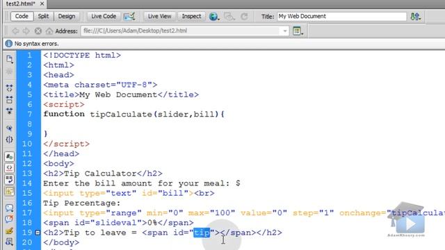 JavaScript Tutorial - Tip Calculator HTML5 Application Programming Range Slider смотреть онлайн