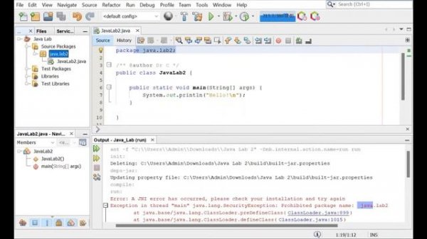 How to Fix: Error A JNI error has occurred ... java.lang.SecurityException Prohibited package name